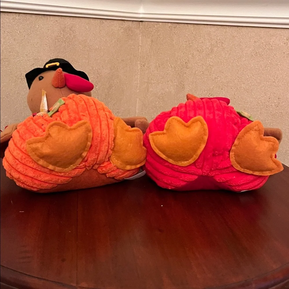 Set of two 11” Harvest Pumpkin Sitting Turkeys –Thanksgiving Décor